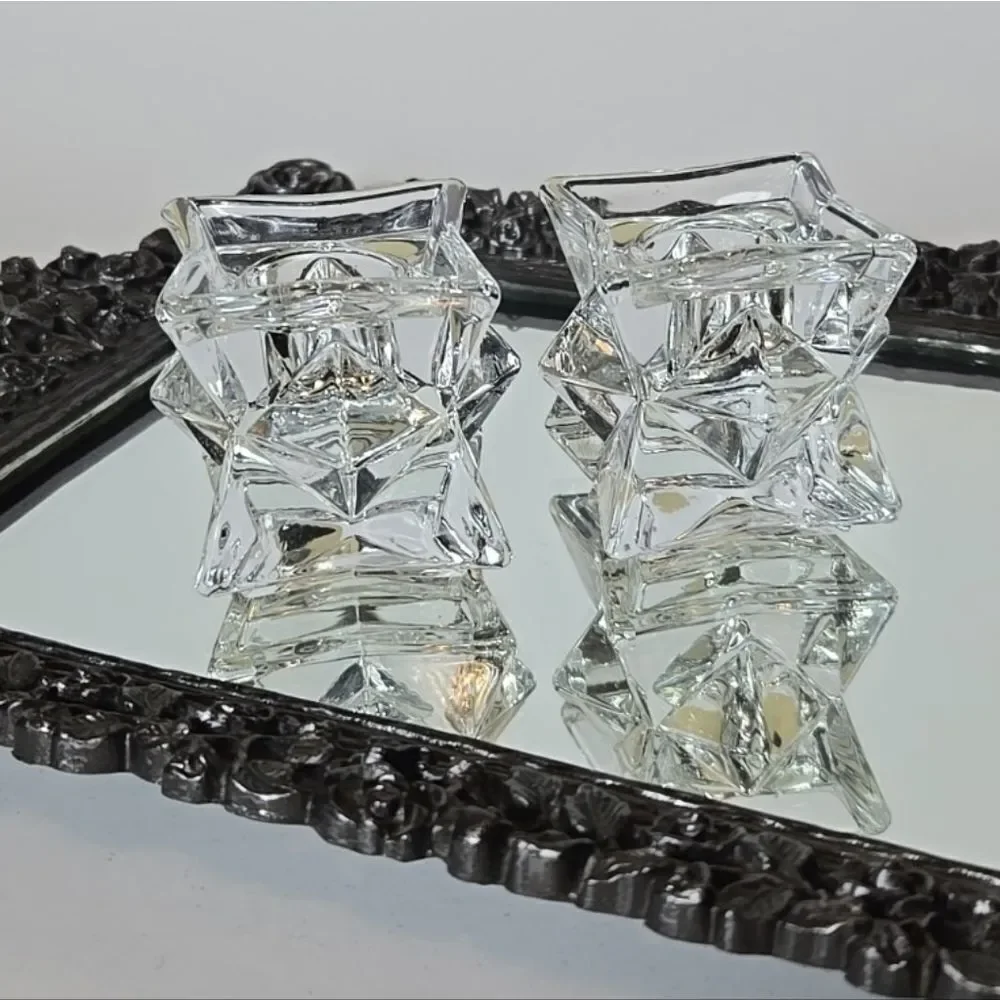 Lead Crystal 3D Star Candle Holders Modern Elegant Candlestick Diamond Geometric